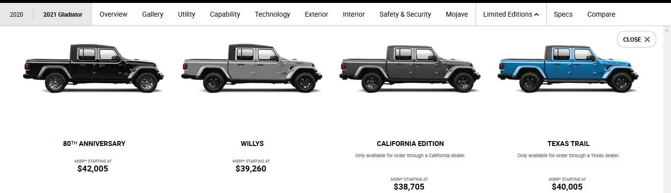 Jeep Gladiator California Edition Gladiator Trim limited_2021