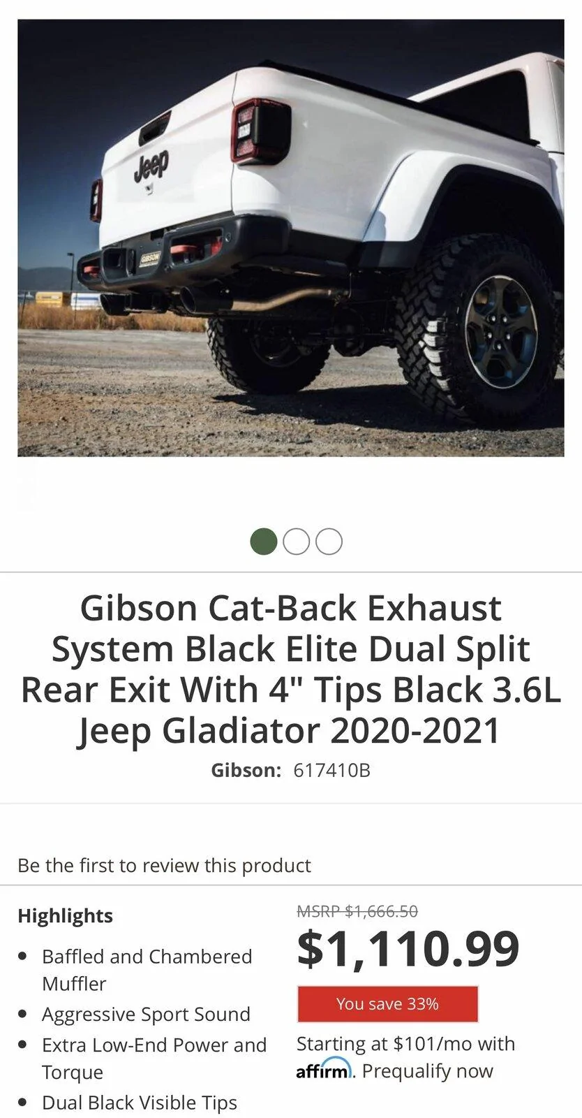 Jeep Gladiator Gibson Dual Exhaust A0999878-BB1F-409B-81C2-A546DE65A83D