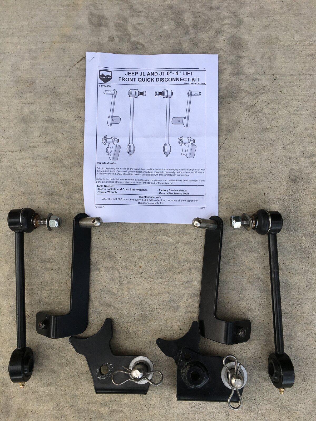 Jeep Gladiator TeraFlex JL/JT 0"-4" Lift Front Sway Bar Disconnect Kit IMG_3636.JPG