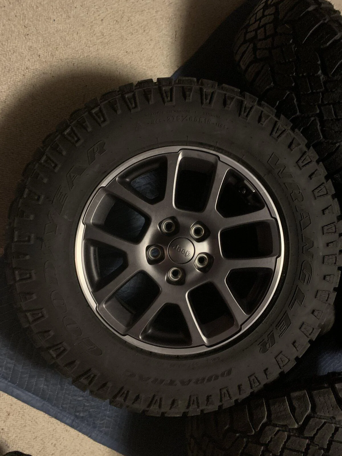 Jeep Gladiator Overland wheels with 275/65/18 wrangler duratrac tires E39ABFBC-4E0C-49E7-AF8A-5F5AE41982F9