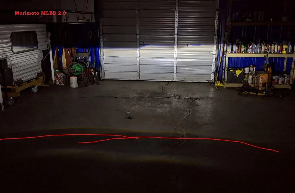 Jeep Gladiator Bi-LED Shoot-Out = Oracle Oculus 9" vs Morimoto MLED 2.0 retrofit Garage Wall Morimoto MLED 2.0