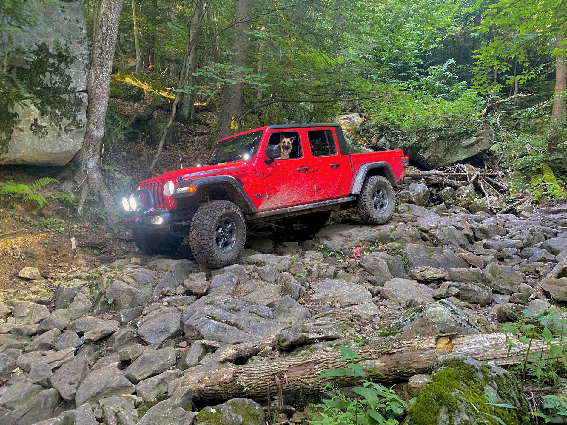 Jeep Gladiator Red Rubicon 2" RE budget boost and 37 Nitto Ridge Grapplers IMG_2196