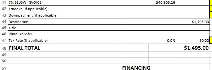 Jeep Gladiator Gladiator Pricing Calculator WorkSheet PriceSheet