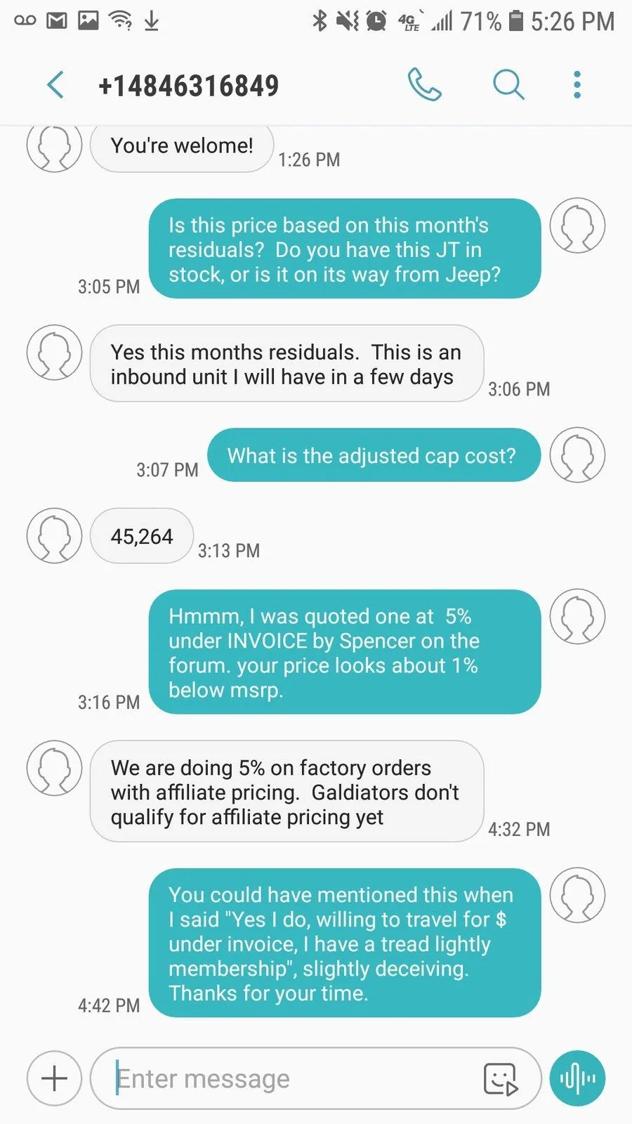 Jeep Gladiator Leasing a Jeep Gladiator Screenshot_20190510-172610_Messages
