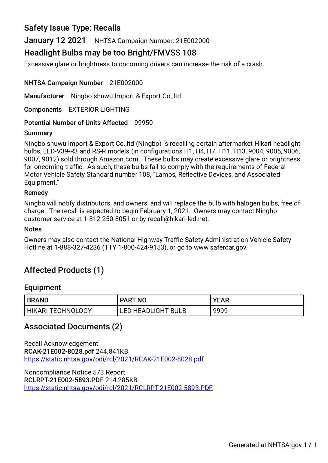 Jeep Gladiator Feds Recall Notice for Aftermarket JT Headlights by Hikari recall notic