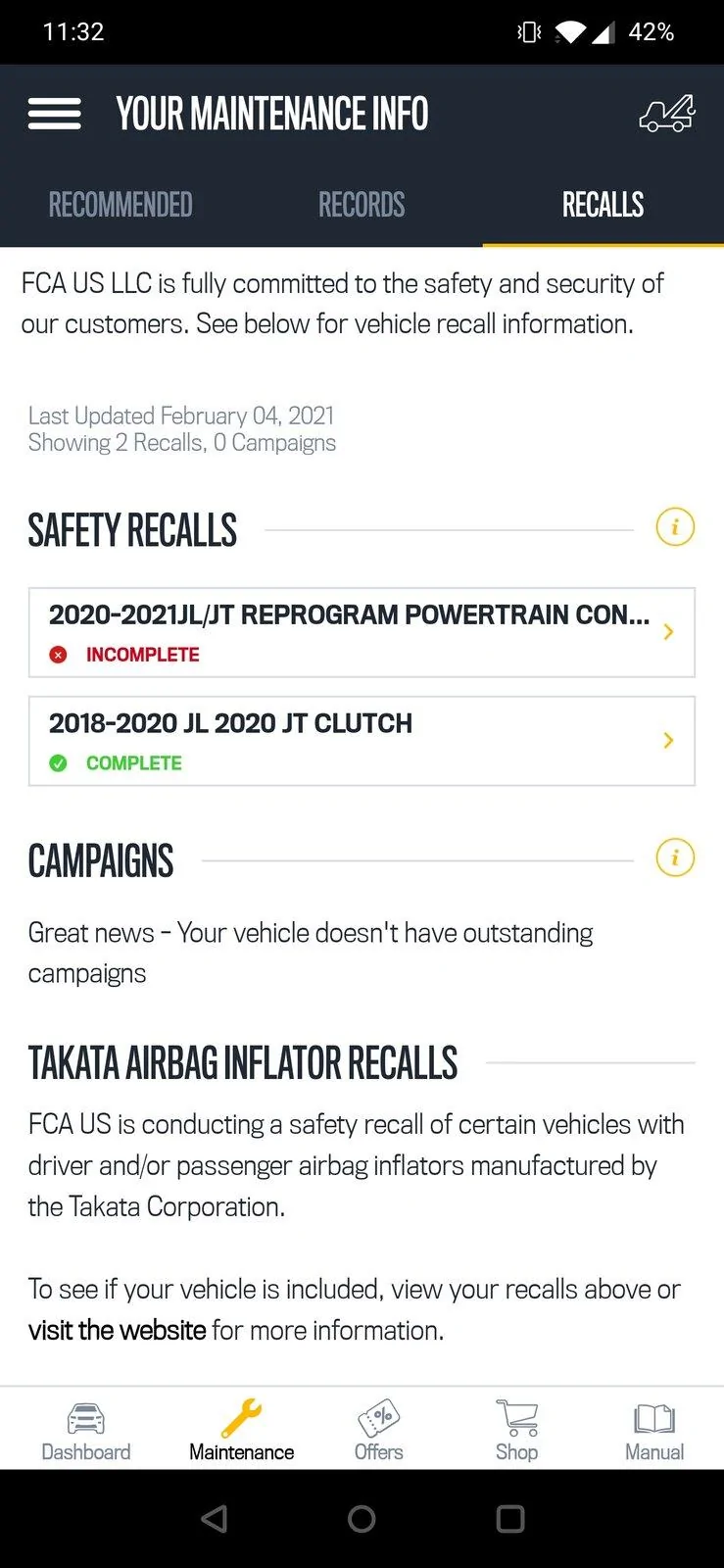 Jeep Gladiator Recall: Manual Transmission / Clutch Recall for 2020-2021 Jeep Gladiator (Notice: 21V-028) Screenshot_20210204-233216