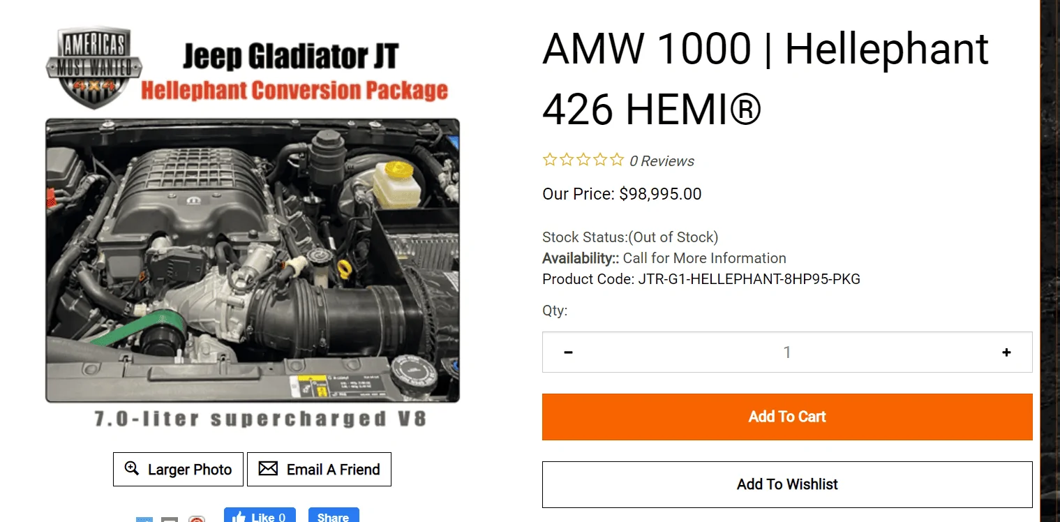 Jeep Gladiator Hellcrate Redeye Hemi 1613001012371