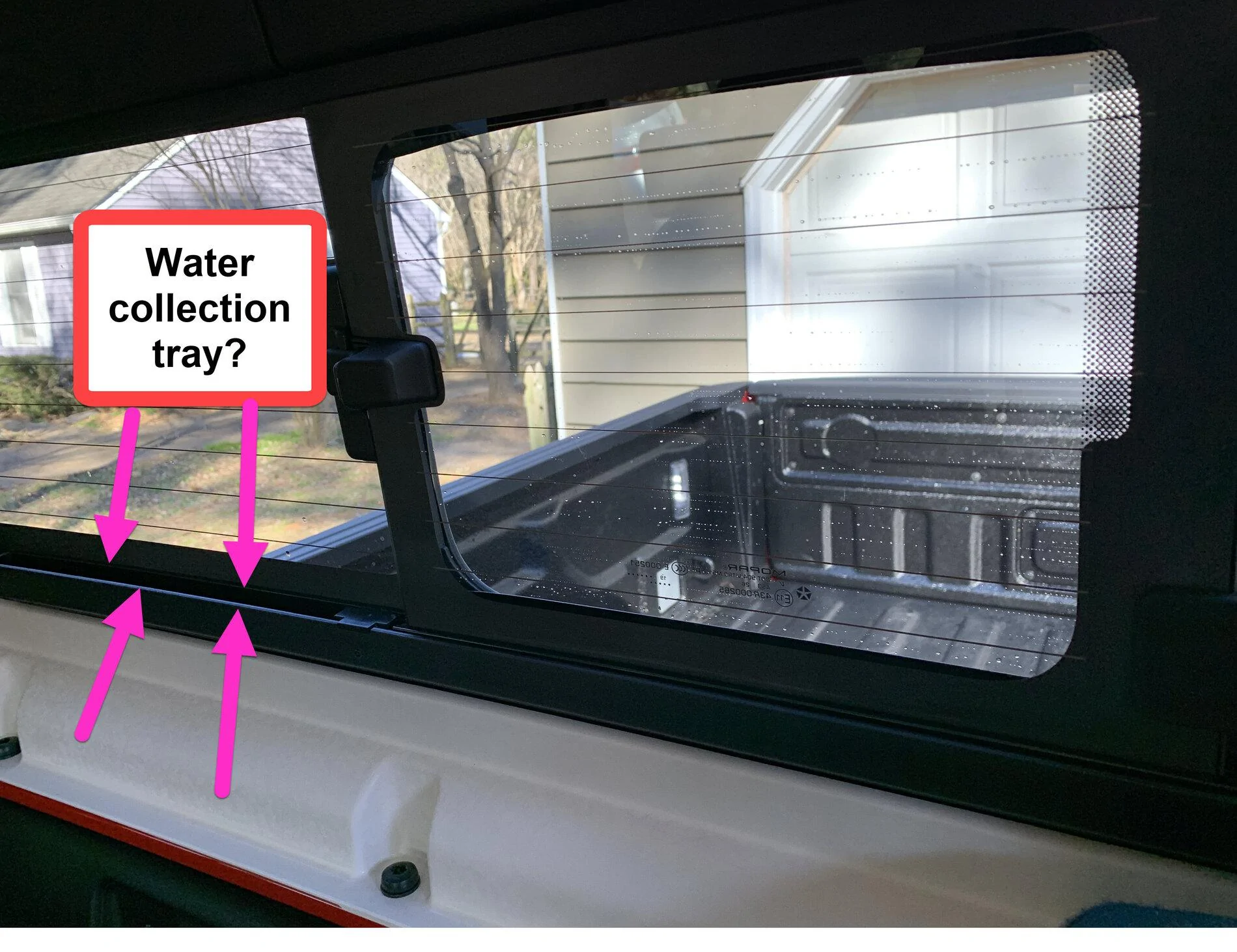 Jeep Gladiator Normal or Not? Water In Sliding Back Window Track . . . 03 - water collection tray