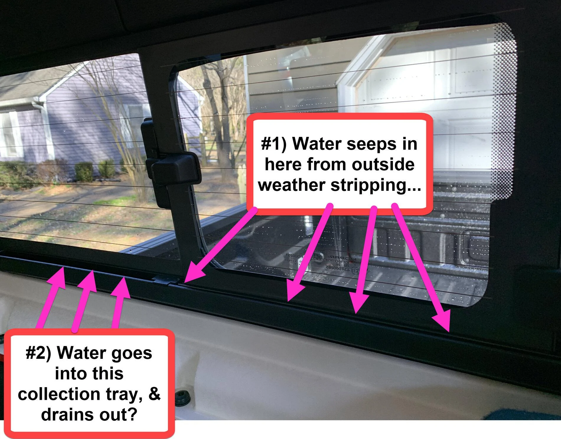 Jeep Gladiator Normal or Not? Water In Sliding Back Window Track . . . 04 - water collection tray steps