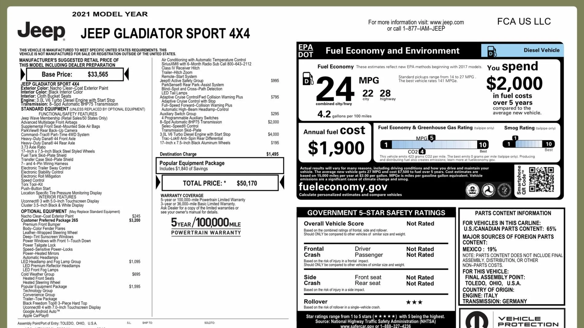 Jeep Gladiator Gladiator Window Sticker and Build Sheet Order Tracking C83F799F-EC56-40DD-B981-AACF68395747