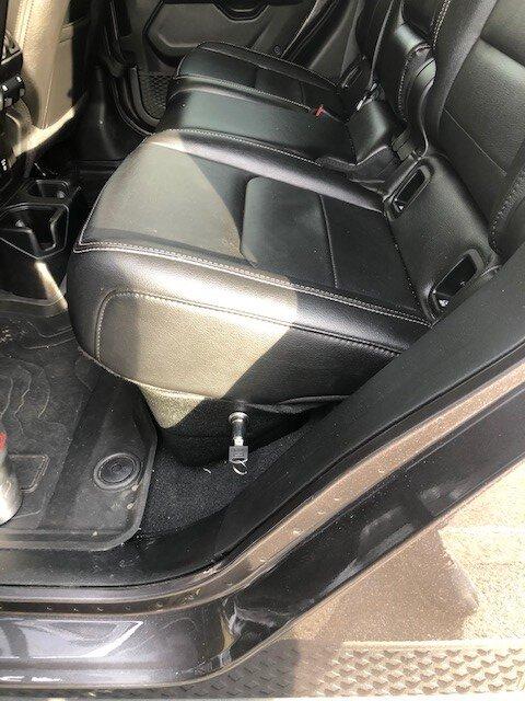 Jeep Gladiator Locking Storage under the rear seats with base plastic divider. Less than $20 Final picture