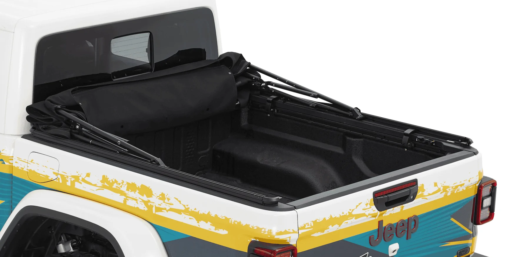 Jeep Gladiator Bestop teaser concept: folding soft cover / shell / topper for Gladiator bed 1614805721202