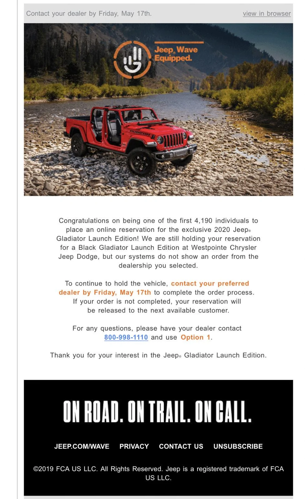 Jeep Gladiator LE Email creating more frustration. 9681853F-B4E2-4891-9AAE-1CA0F04BC867