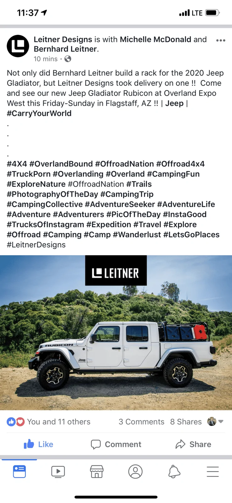 Jeep Gladiator Leitner Designs Gladiator Rack (Facebook post) C7143762-20AA-4C88-BC14-34E778CC3355