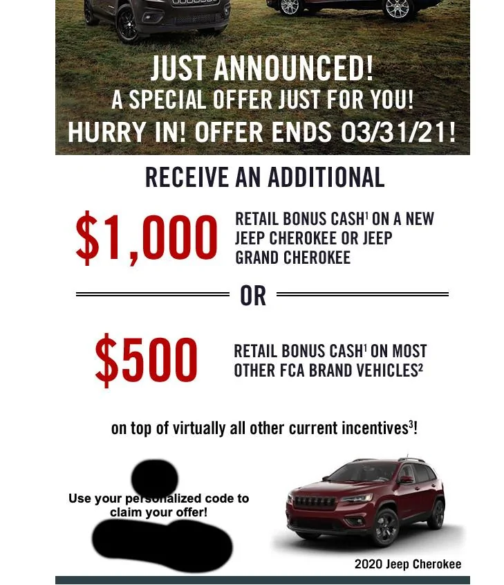 Jeep Gladiator Rebates for March 2021 jeep-offer