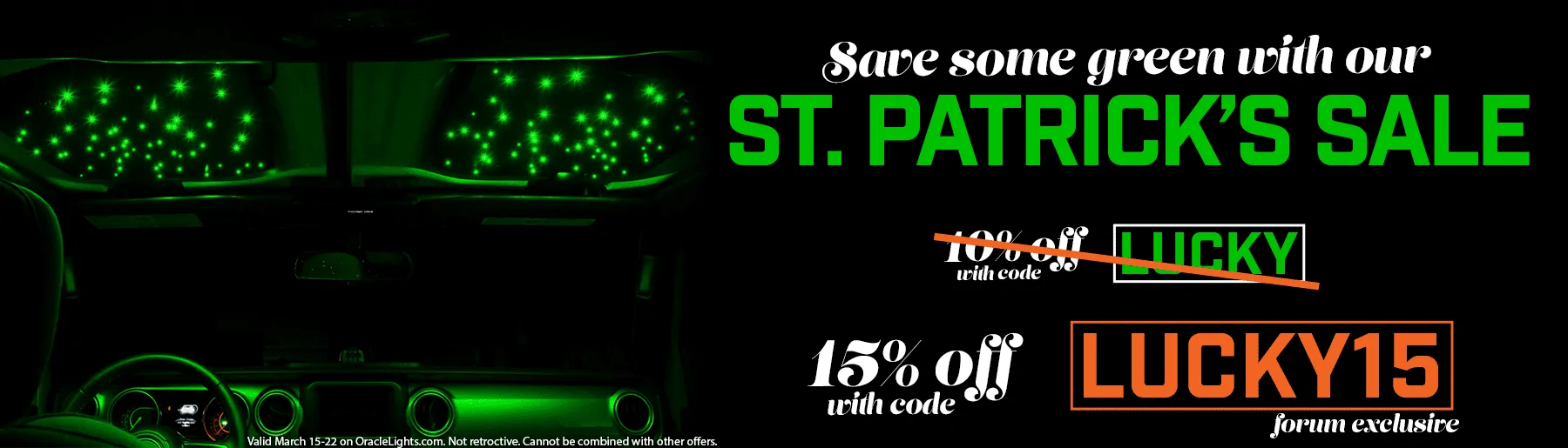 Jeep Gladiator ? Save Some GREEN for St. Patrick's Day | 15% off ORACLE Lighting stpatricks2021_forum