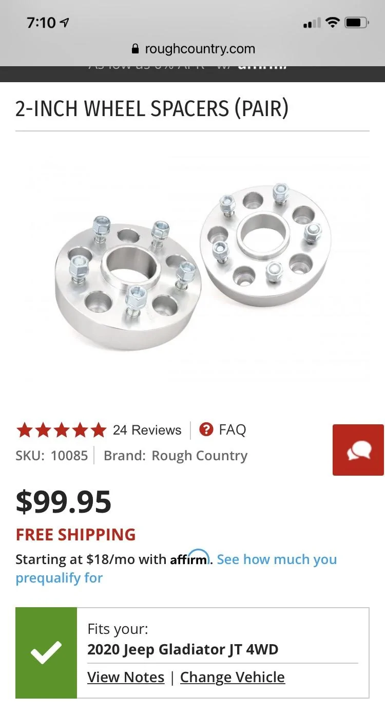 Jeep Gladiator 2” Wheel Spacers 4441E207-663B-44CB-9149-F090006DDA02