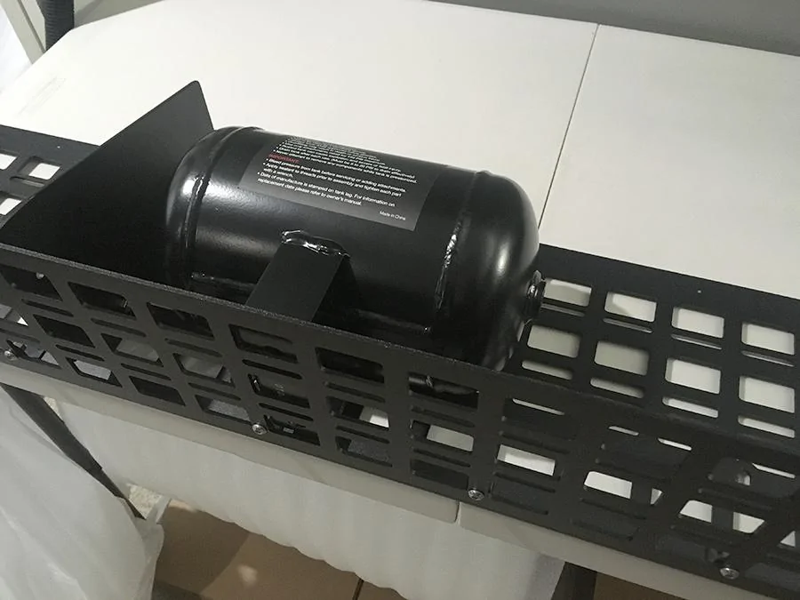 Jeep Gladiator Air Tank mounted on our new Bed Side Air Compressor Enclosure and Under Seat MOLLE Bin IMG_6725_sm