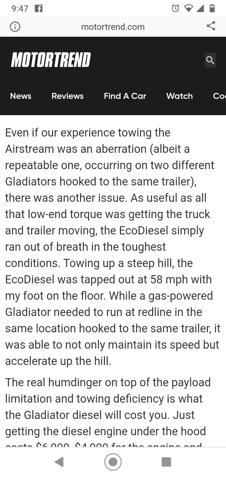Jeep Gladiator Diesel owners; do you regret you engine choice? Screenshot_20210321-214736