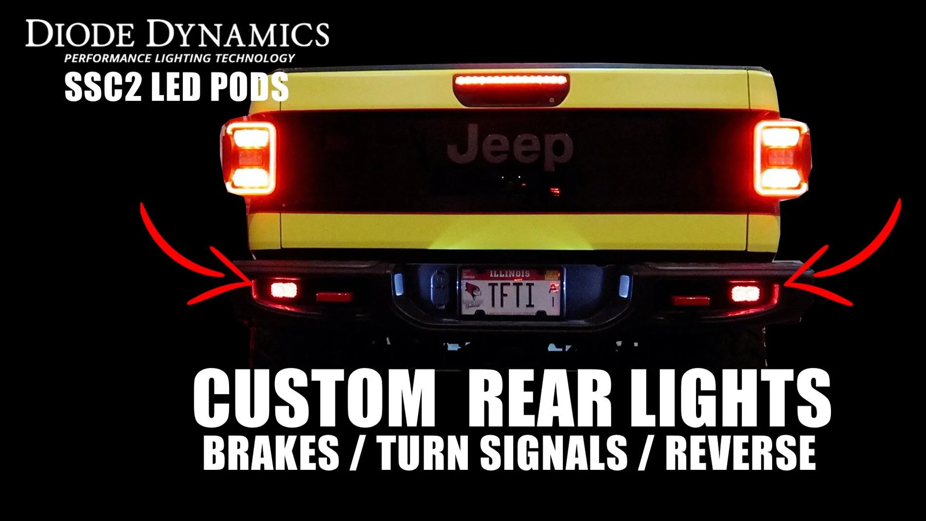 Jeep Gladiator Custom Rear Bumper Lights - Reverse, Brakes, and Turn Signals Rear Lights Cover Edit