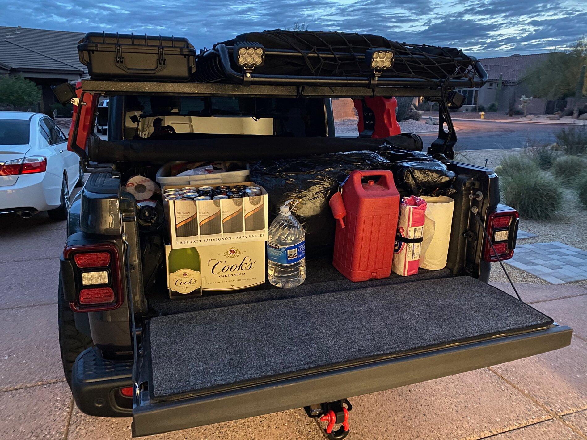 Jeep Gladiator I'm building my idea of a perfect (for me) Gladiator rack Jeep Gladiator packed for DV trip - 11