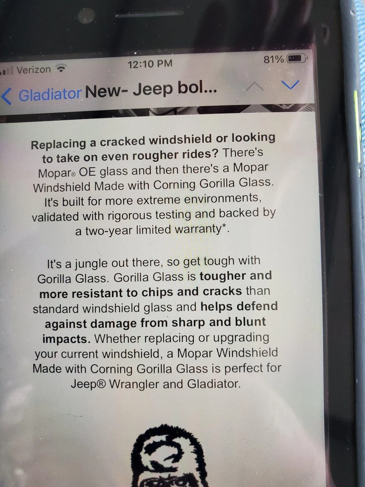 Jeep Gladiator HPG Gorilla Glass 6month Update 20210326_121055