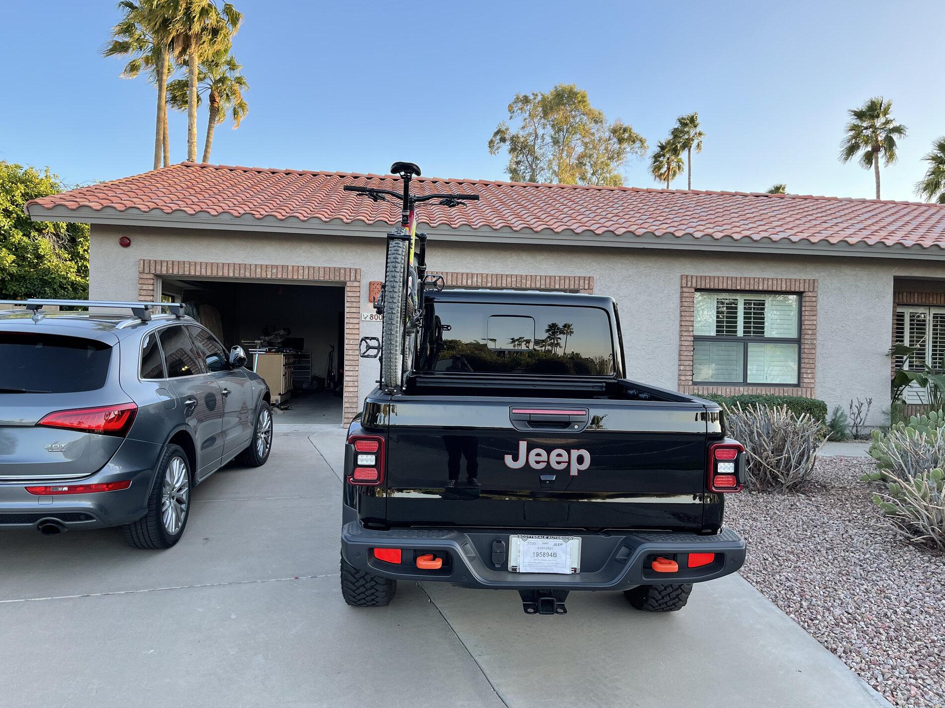 Jeep Gladiator Want to mount bike rack on bed rail without crossbars. Ideas please? C17D4265-F683-4489-928C-46CF0D409B58