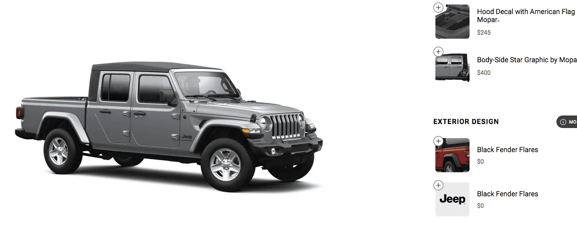 Jeep Gladiator Body color fenders available for Sport! Screen Shot 2021-03-28 at 4.37.42 PM