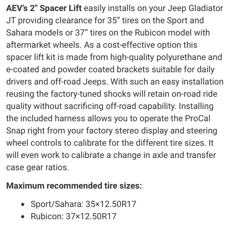 Jeep Gladiator AEV 2” Spacer Lift doesn’t clear 35s C4D0B99D-38D7-413C-A954-63F4B7F317A3