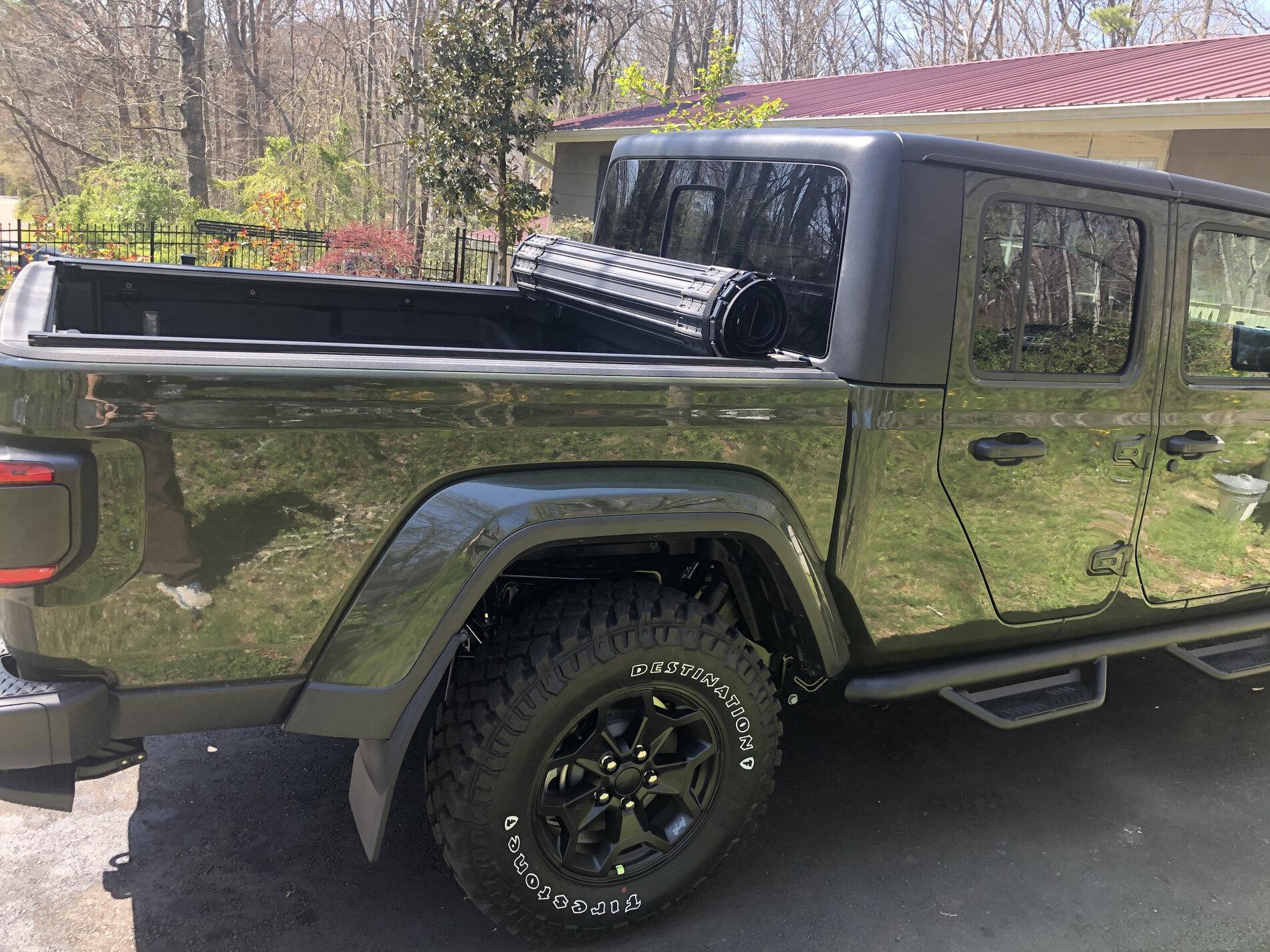 Jeep Gladiator 2021 Sarge Green Willys mostly stock "build" 04ED0654-29B3-4A77-AB34-2DF28F40B029