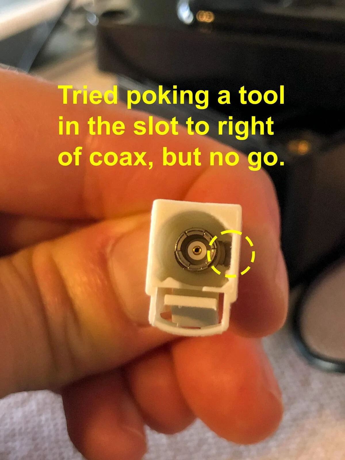 Jeep Gladiator Need help removing wire terminal from plastic connector on factory backup camera IMG_1227