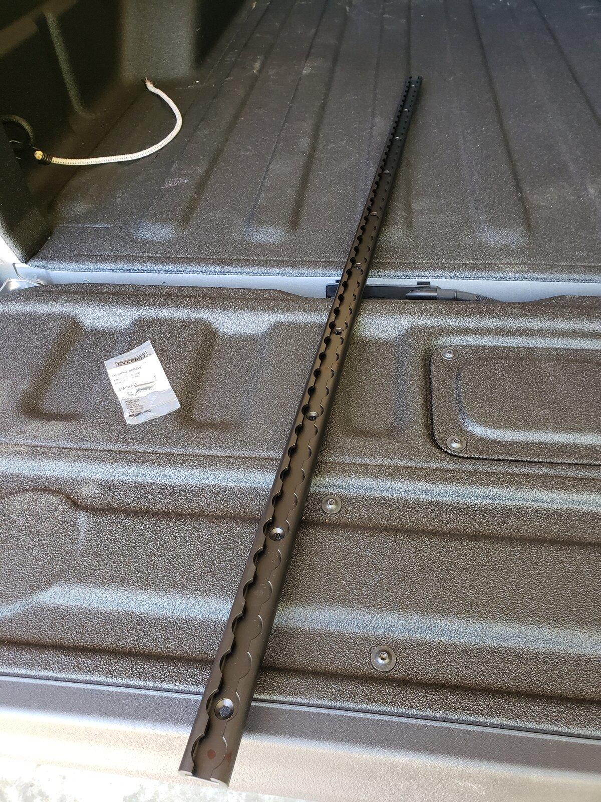 Jeep Gladiator Bed rails and utility outlet installed. 20210417_124734