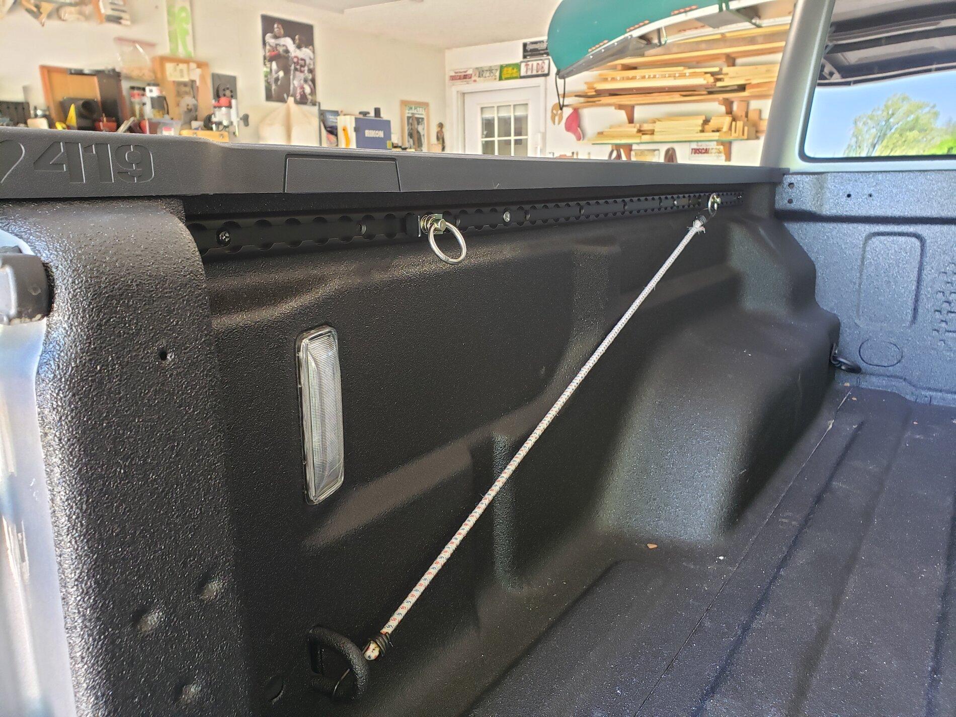 Jeep Gladiator Bed rails and utility outlet installed. 20210417_134536