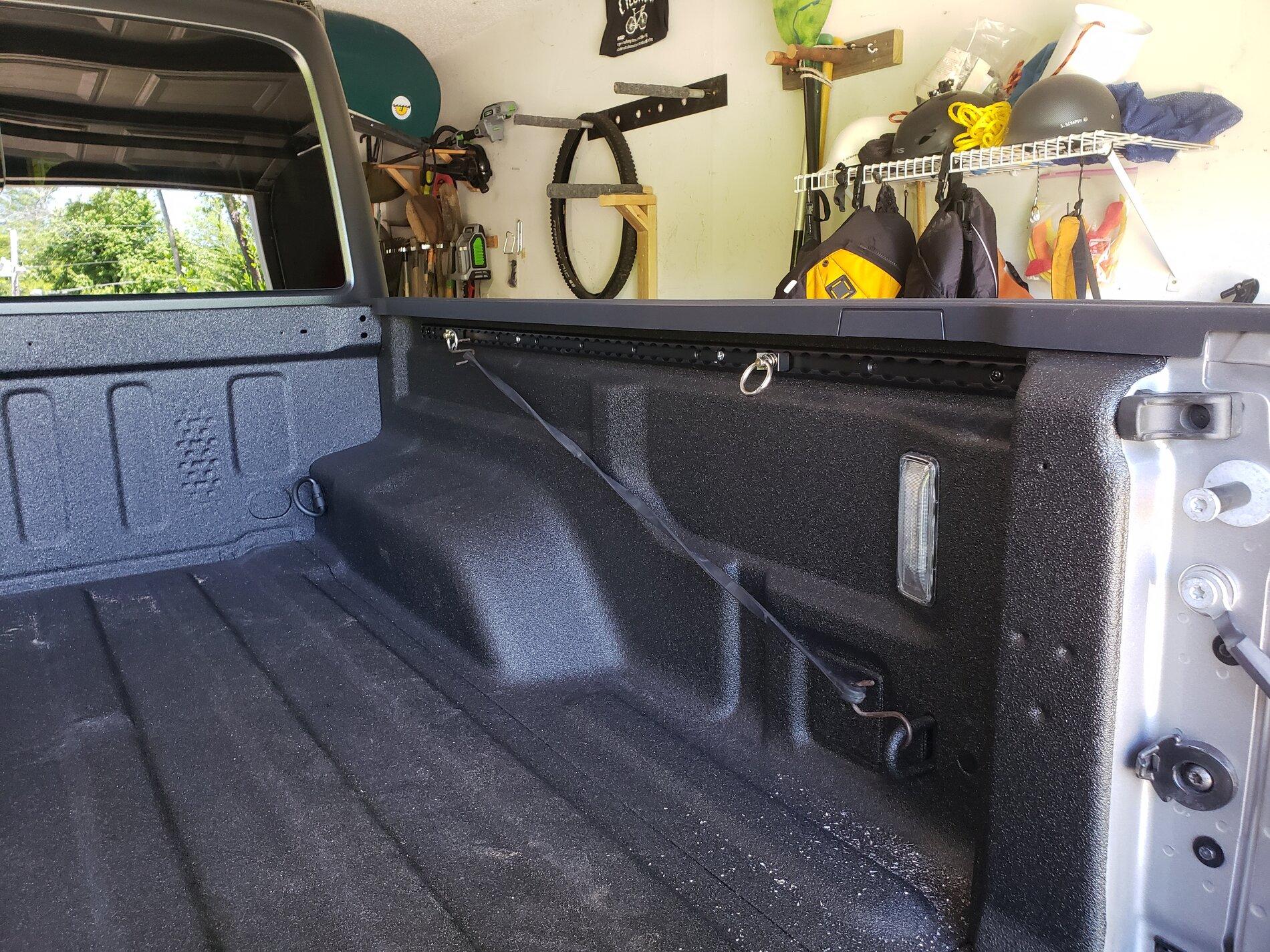 Jeep Gladiator Bed rails and utility outlet installed. 20210417_134527