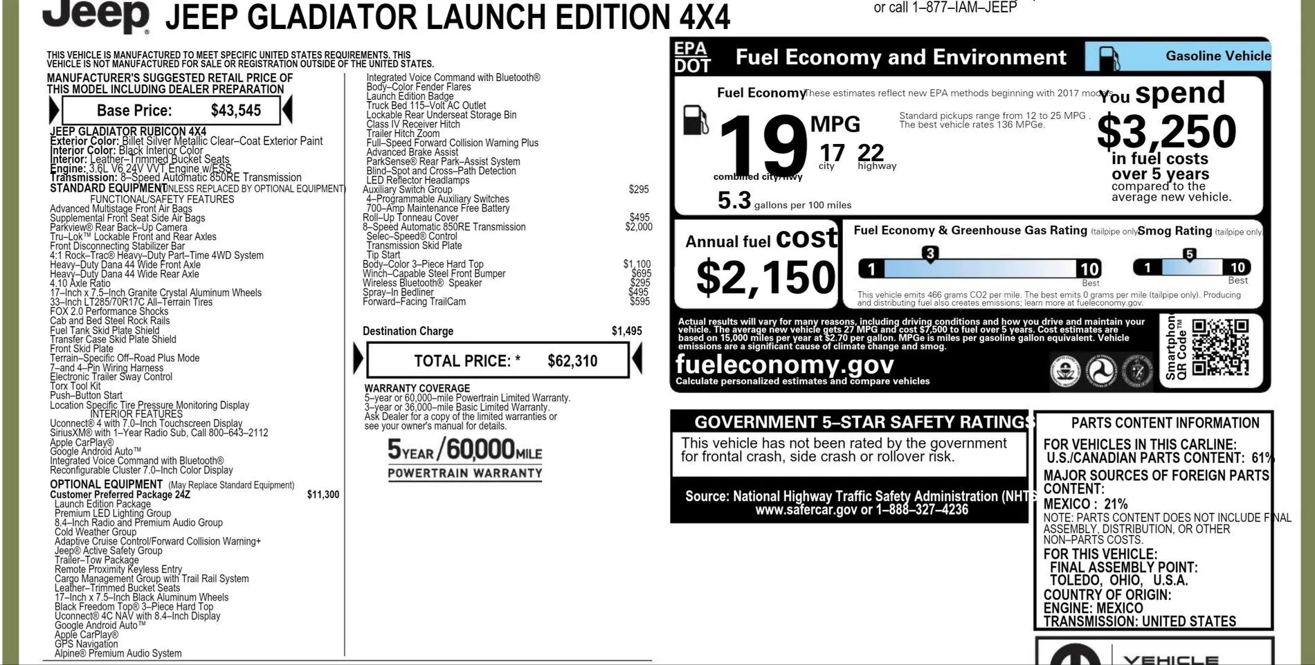 Jeep Gladiator Finally.. an actual Launch Edition window with pricing! 20190520_031432