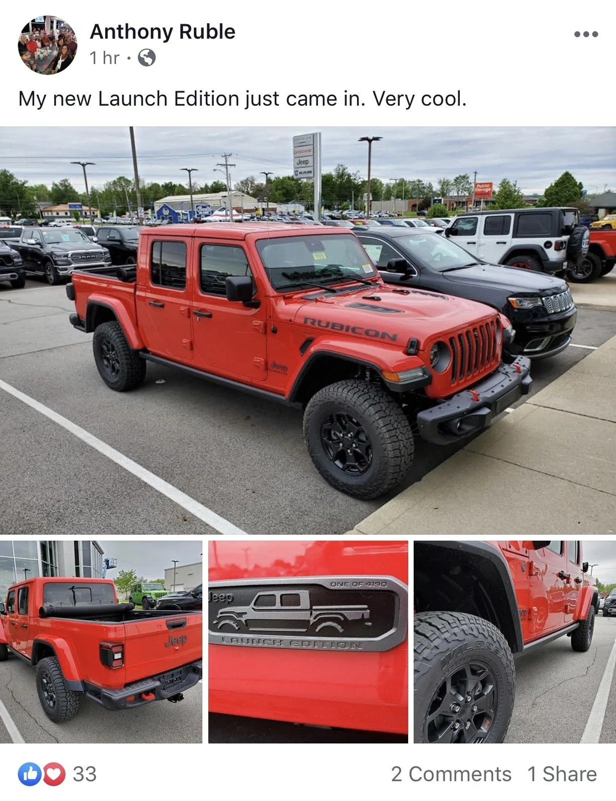 Jeep Gladiator Launch Edition ship date? 1stLE