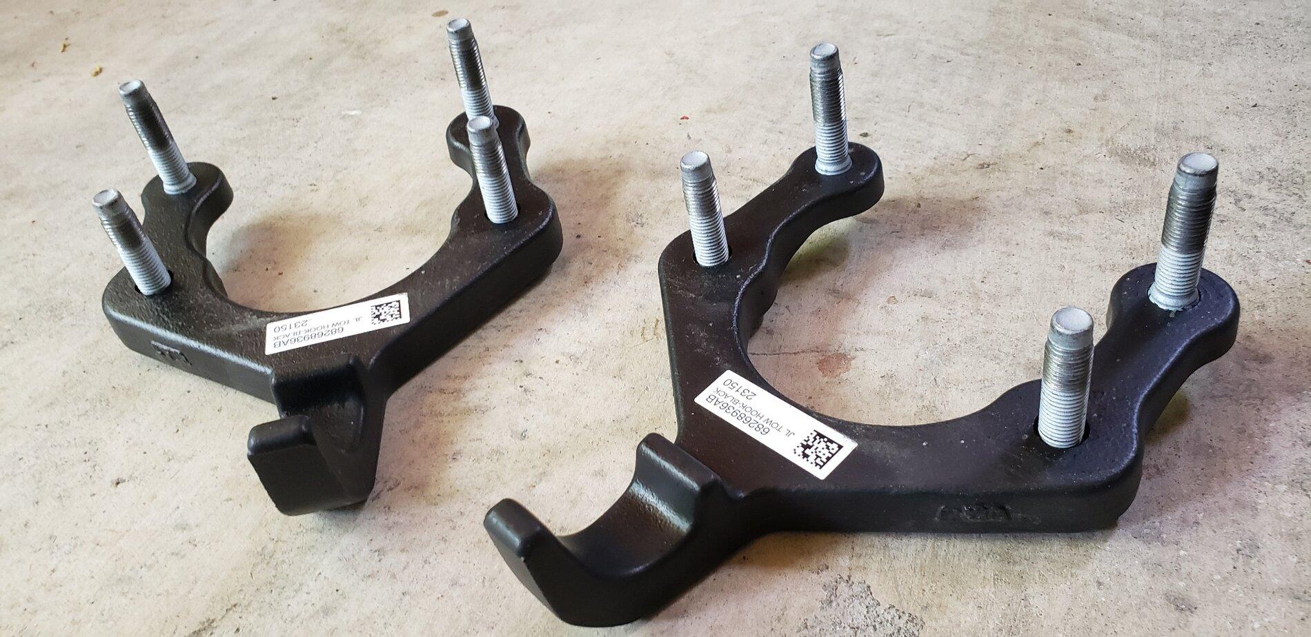 Jeep Gladiator For Sale: OEM parts off stock front bumper of Overland front tow hooks black