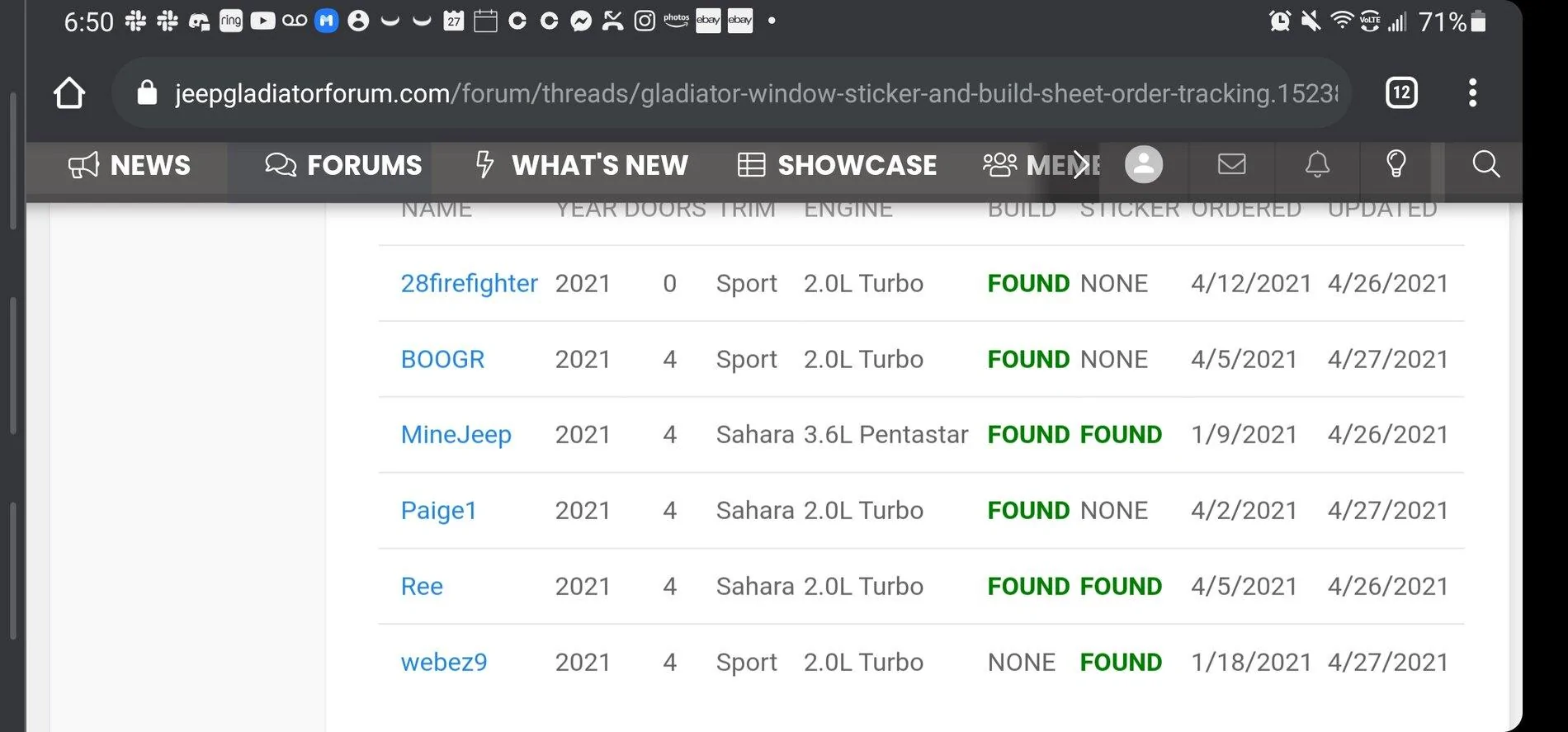Jeep Gladiator Gladiator Window Sticker and Build Sheet Order Tracking Screenshot_20210427-185049_Chrom