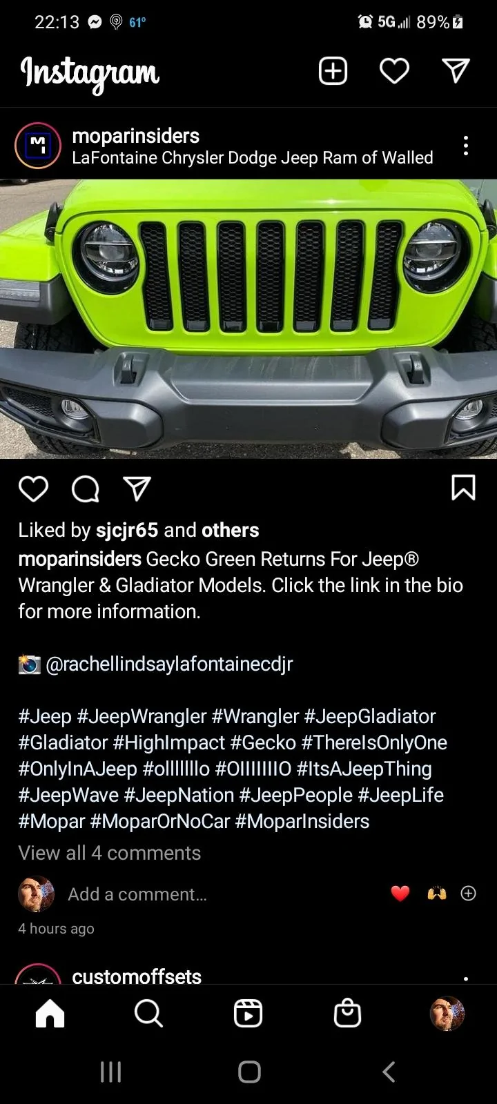 Jeep Gladiator GECKO GREEN Gladiator Club Screenshot_20210429-221305_Instagram