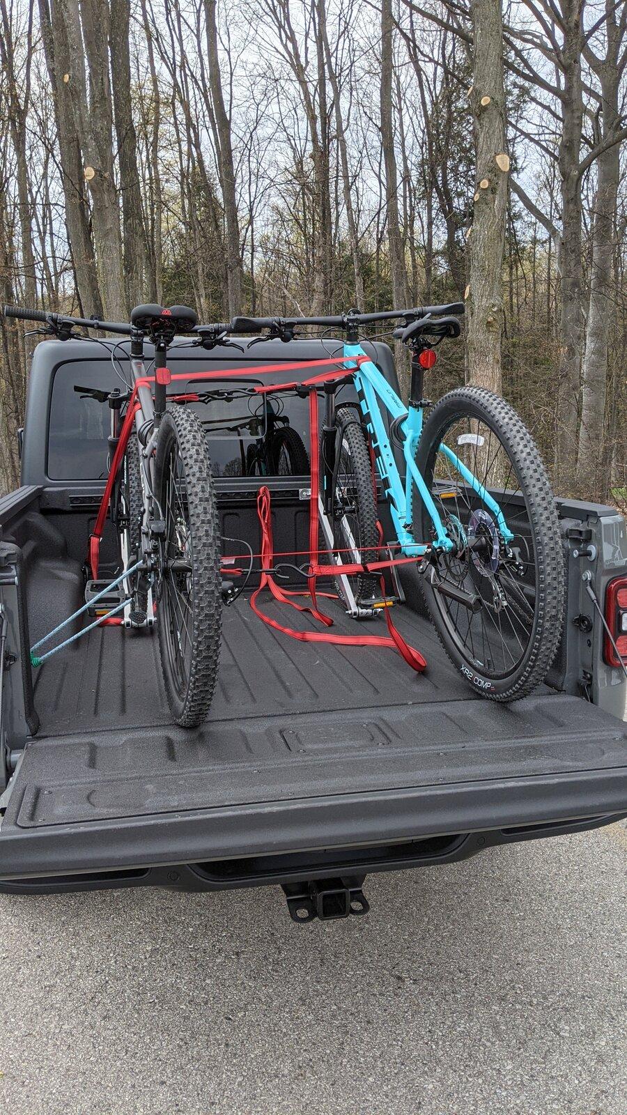 Jeep Gladiator DIY Mountain Bike Front Wheel ON Rack Mounts PXL_20210502_174847573