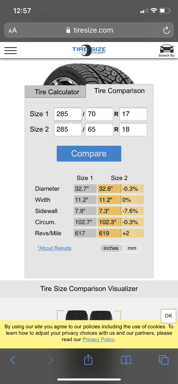Jeep Gladiator Equivalent tire size on 18" rim - question............ 1955F82E-BB07-483B-92E8-97C31081F0B5
