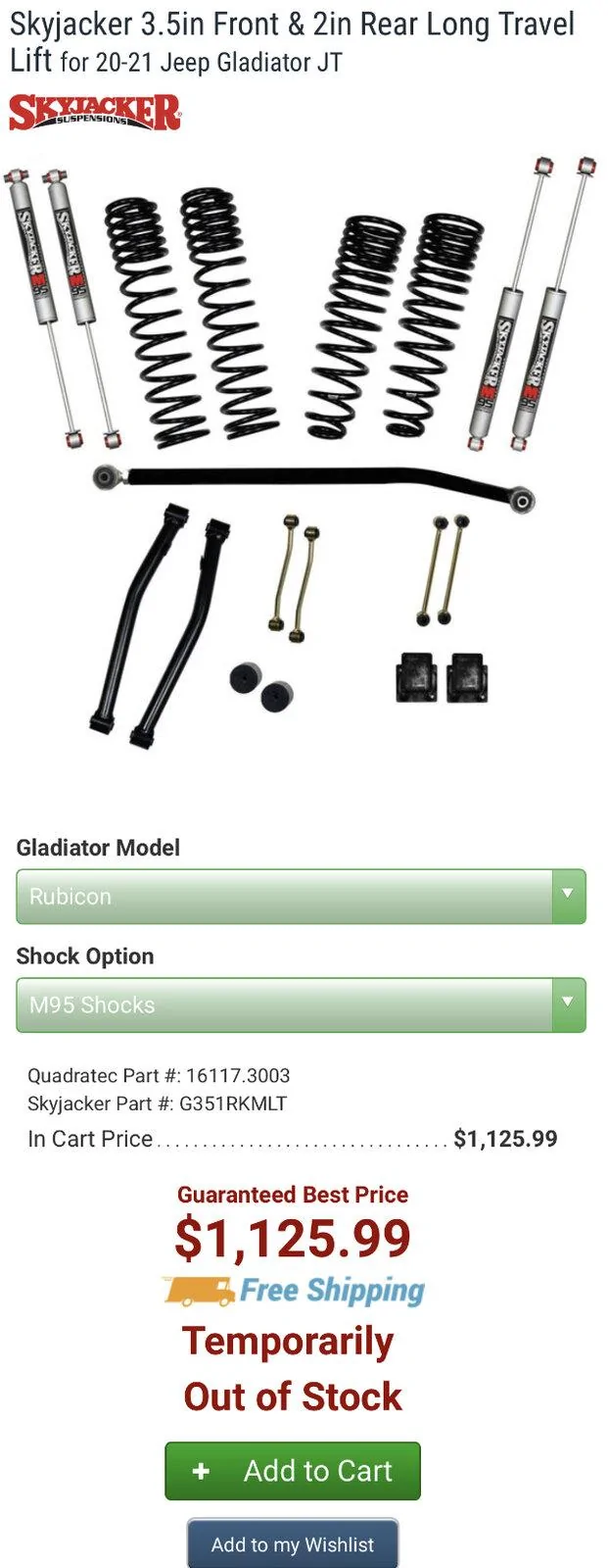 Jeep Gladiator G351RKMLT – 3.5 inch Front / 2 inch Rear Long Travel Coil Spring Kit 45549B09-A753-4841-B418-3421E6B52953