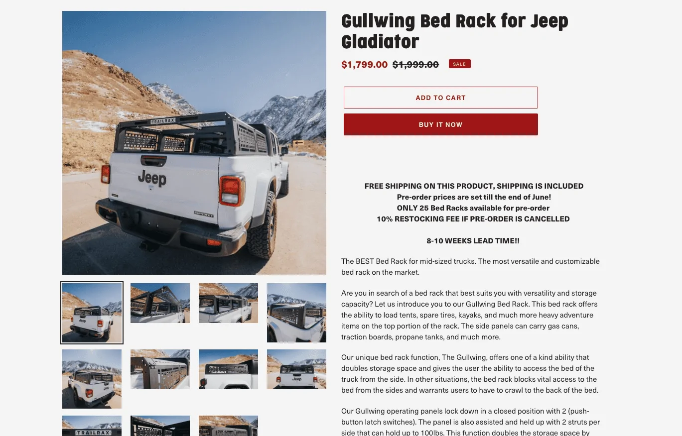 Jeep Gladiator TrailRax Gull-Wing Bed Rack Is Now Available For Pre-Order!! Screen Shot 2021-05-14 at 10.08.22 AM