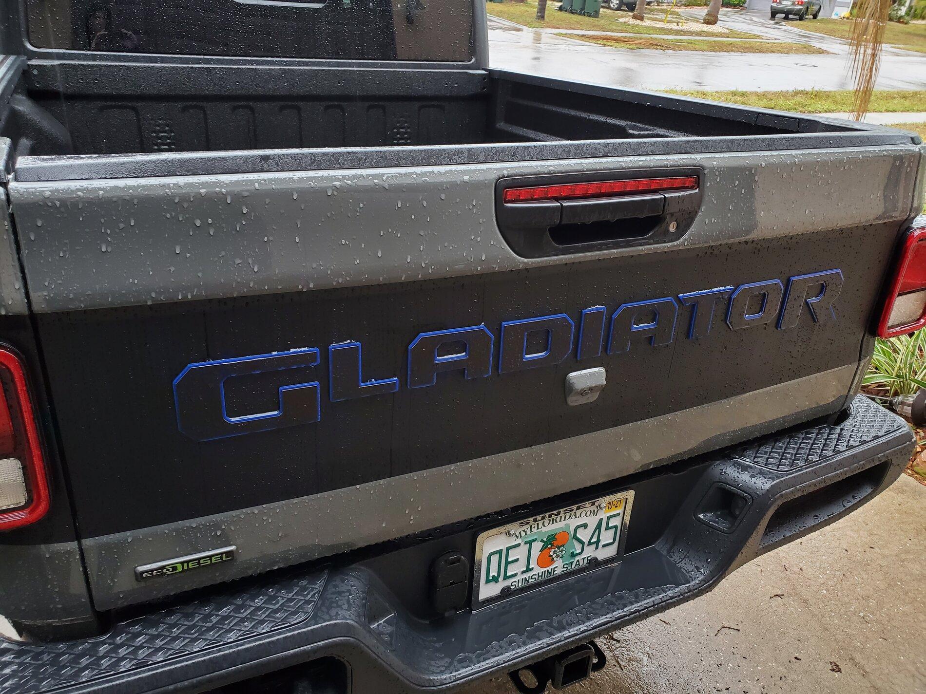 Jeep Gladiator Gladiator tailgate badge where the letter "i" is CENTERED!!! 20210411_160531