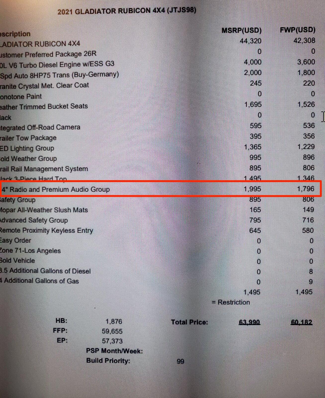 Jeep Gladiator 2021 Gladiator Pricing Worksheet - Google Sheets 20210515_113536