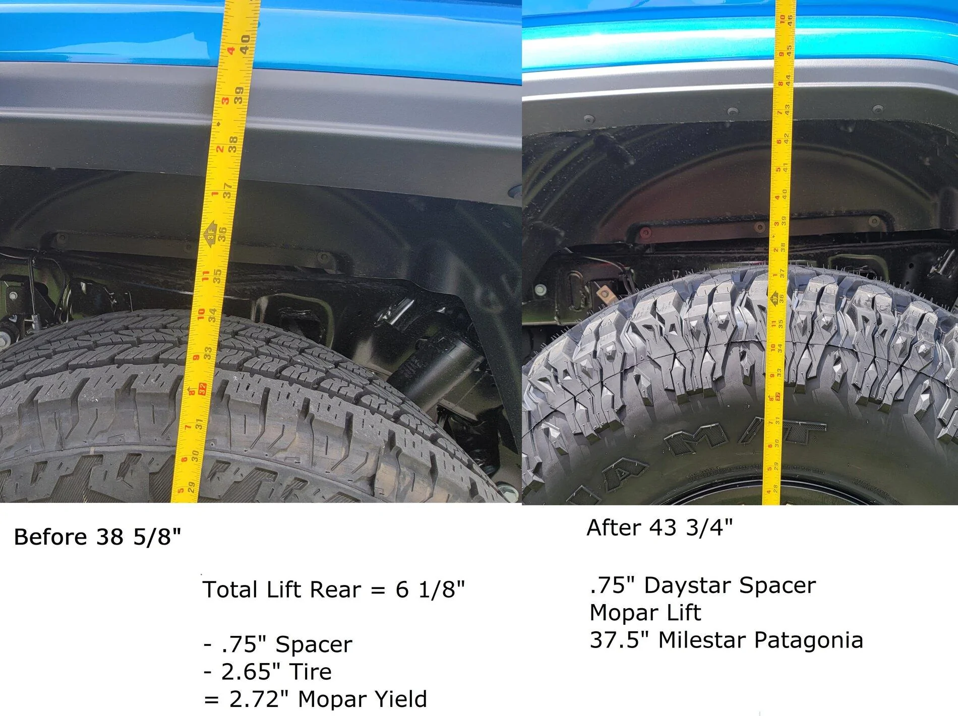 Jeep Gladiator Garzilla 2.0 - 2021 Hydro Blue - Are you not entertained? Jeep Lift Rear Before After
