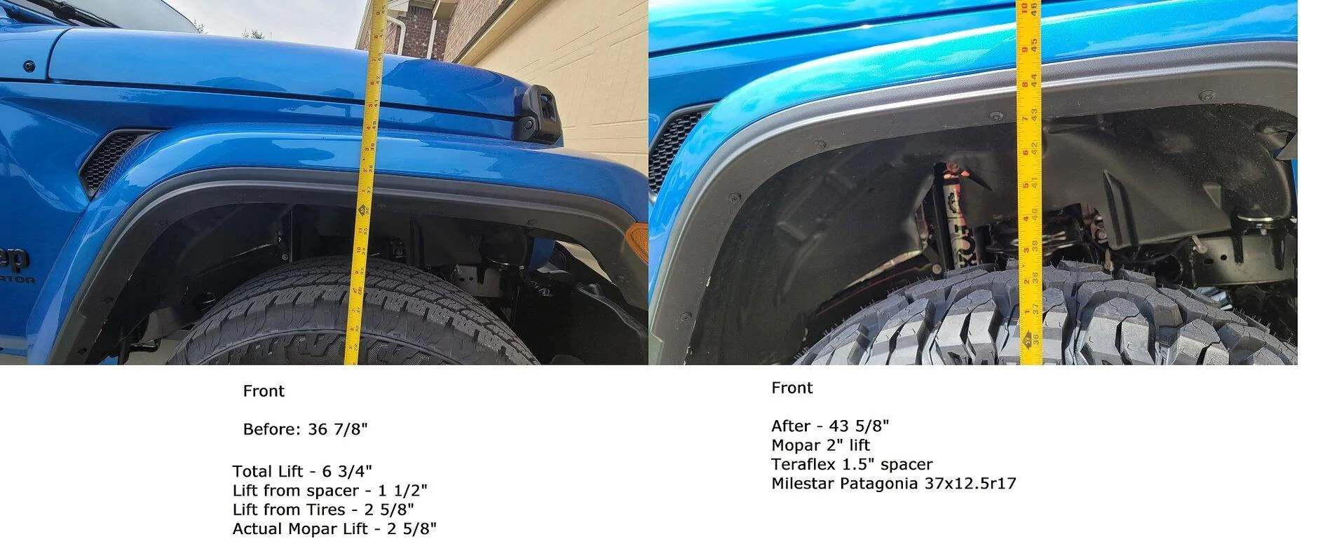 Jeep Gladiator Garzilla 2.0 - 2021 Hydro Blue - Are you not entertained? Jeep Lift Front Before After