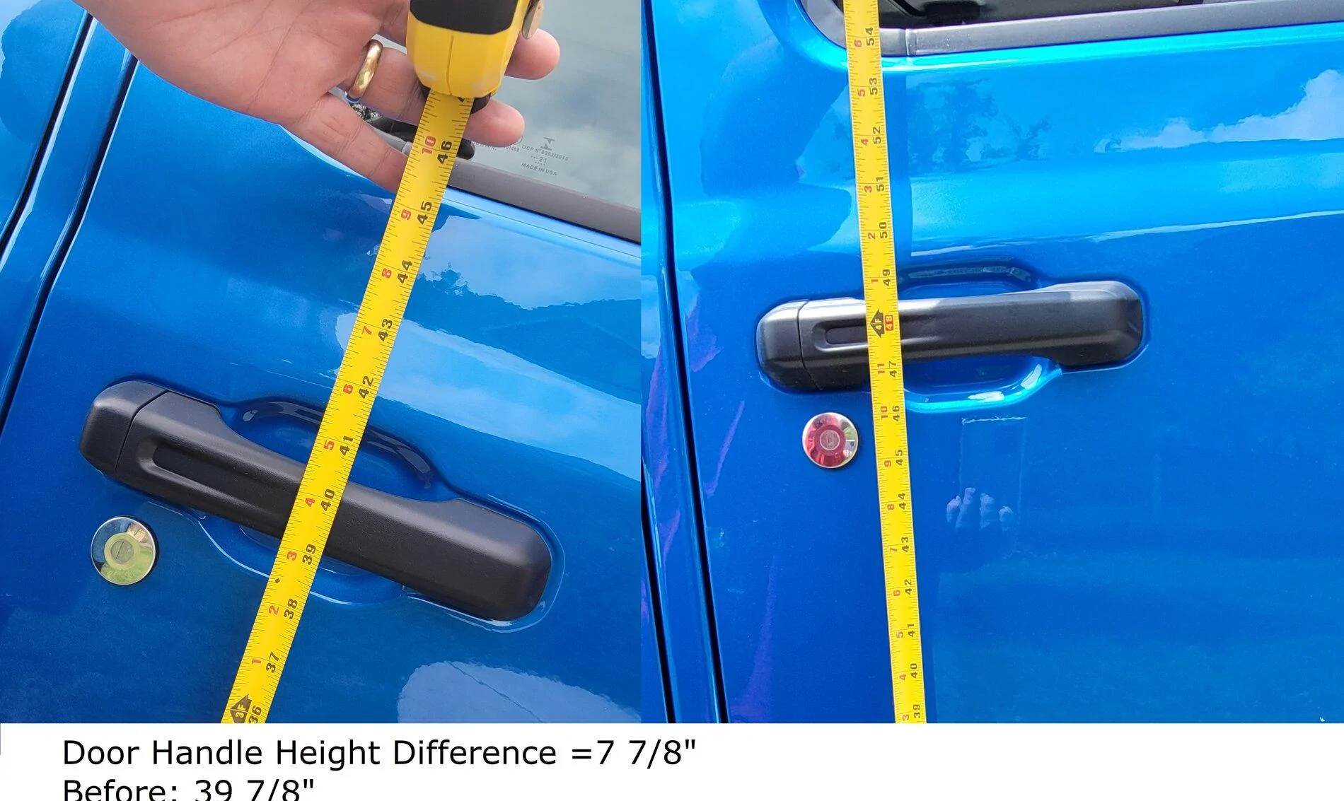 Jeep Gladiator Garzilla 2.0 - 2021 Hydro Blue - Are you not entertained? Jeep Lift Front Door Handle Before After