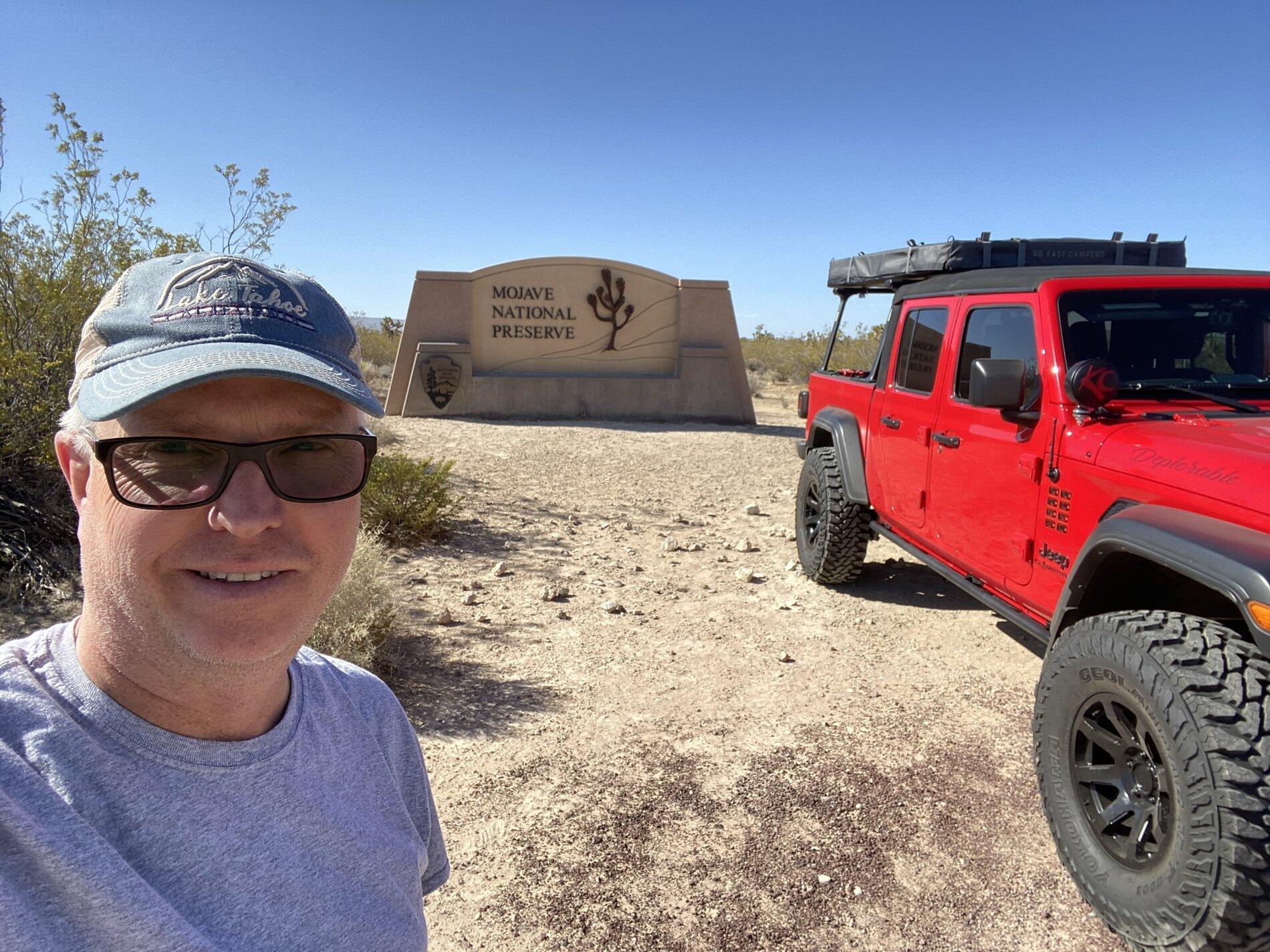 Jeep Gladiator Roof top tent on a roof rack over the cab Mojav
