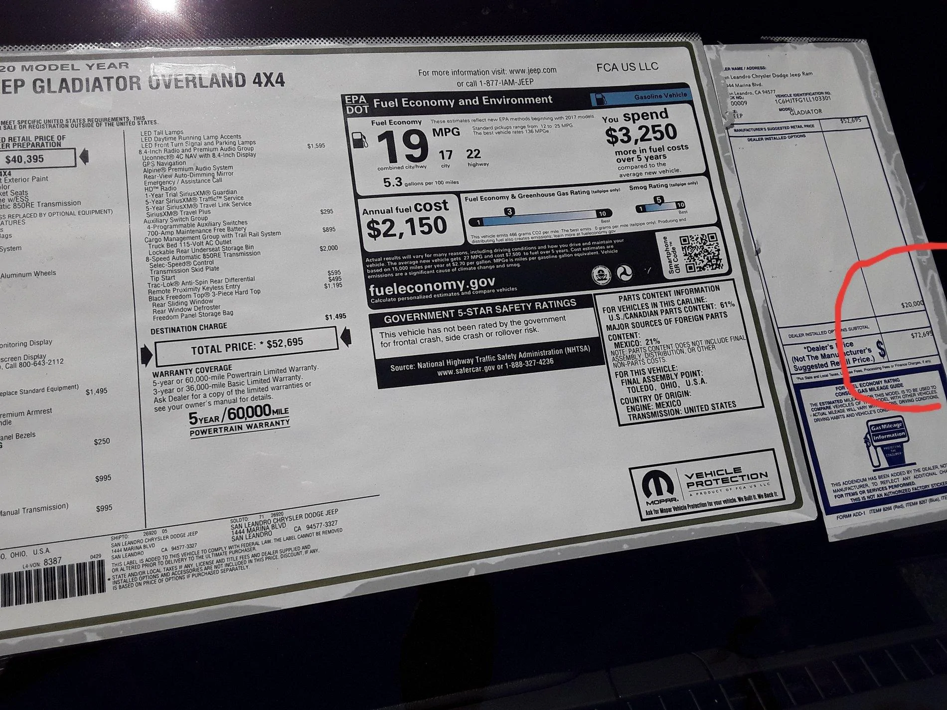 Jeep Gladiator Dealers to avoid - Charging over MSRP 20190523_144649